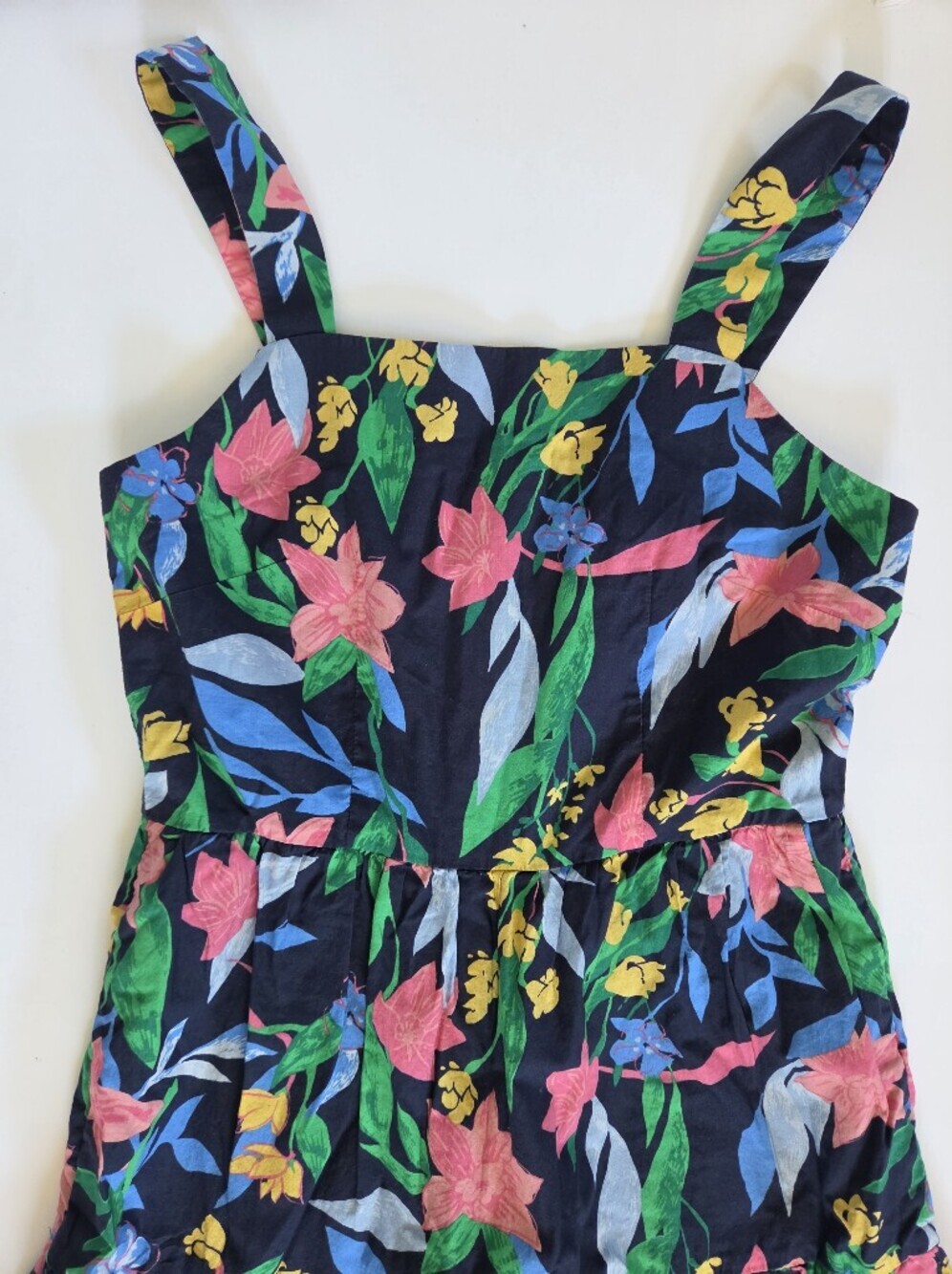 JCREW Floral Tiered Maxi Dress square neck adjustable straps 100% cotton sz S - Picture 3 of 10